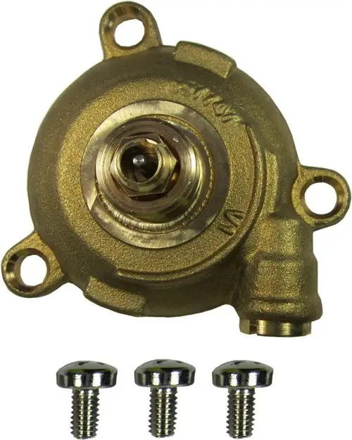 BOSCH Deckel in goldfarbenem Metall mit zentralem Gewinde und drei passenden Schrauben zur Befestigung.